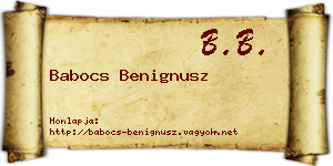 Babocs Benignusz névjegykártya